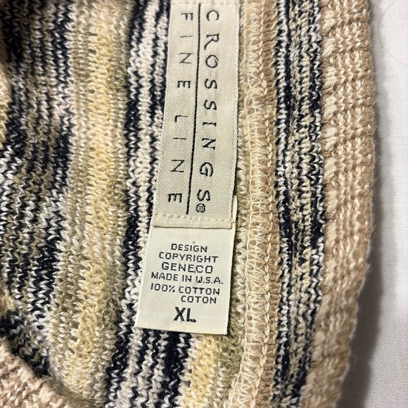 VTG 90s Y2K Crossings Fine Line Grandpa Sweater Crewneck Cotton Pullover Men XL - Picture 6 of 8